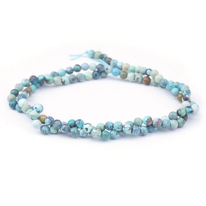 Dakota Stones Gemstone Beads, Hubei Turquoise Light Green Matrix, Round 3mm (15 Inch Strand)