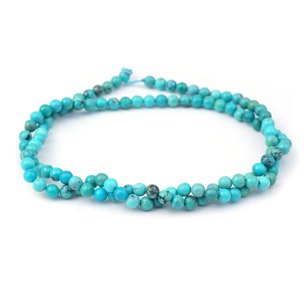 Dakota Stones Gemstone Beads, Hubei Turquoise Round AA Grade, Round 4mm (15 Inch Strand)