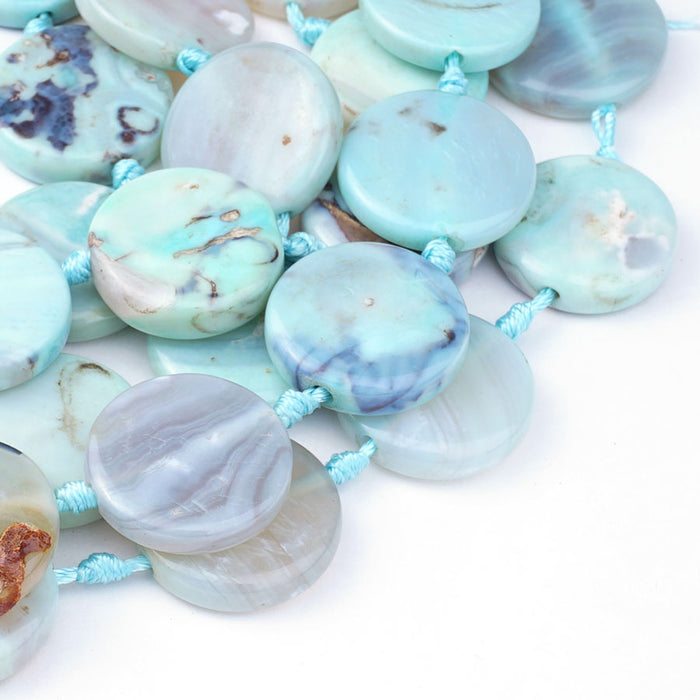 Dakota Stones Gemstone Beads, Terra Agate Dyed/Heated, Puff Coin 25mm (15 Inch Strand)