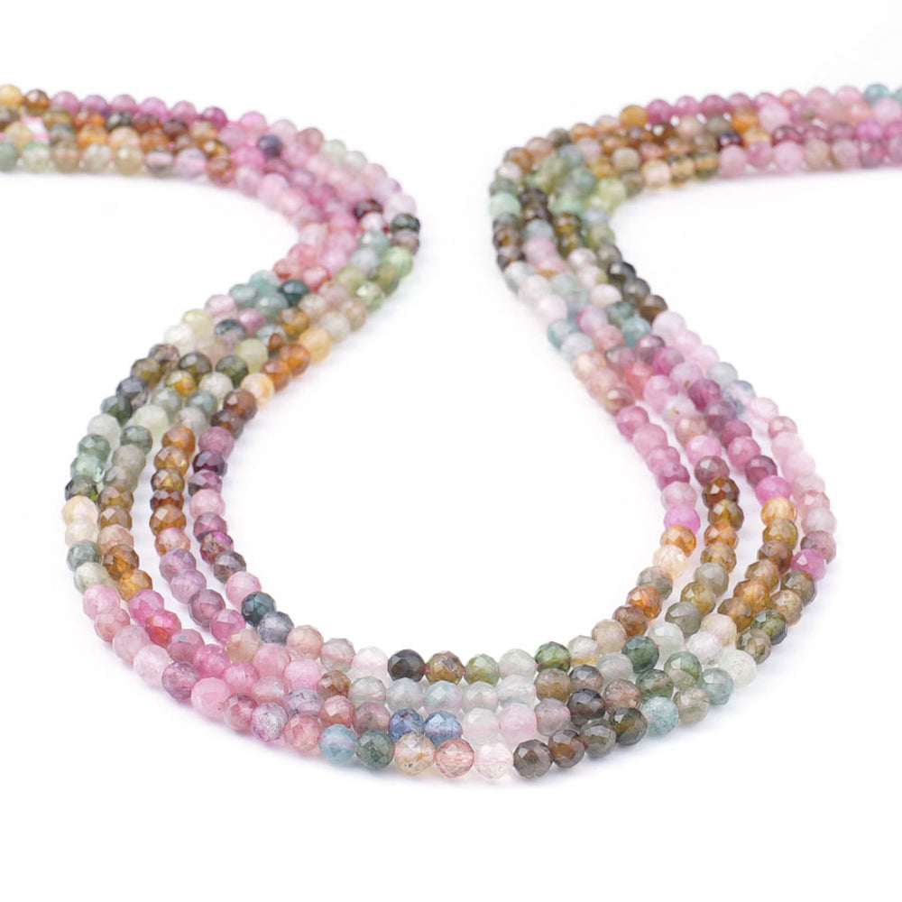 Dakota Stones Gemstone Beads, Banded Tourmaline A Grade, Faceted Round 4mm (15 Inch Strand)