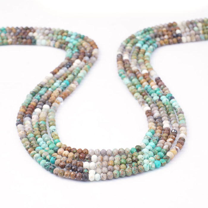 Dakota Stones Gemstone Beads, Hubei Turquoise, Microfaceted Rondelle 2x3mm (15 Inch Strand)