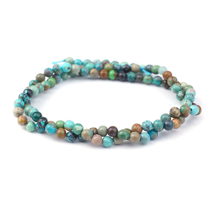 Dakota Stones Gemstone Beads, Hubei Turquoise Multi Round, Round 4mm (15 Inch Strand)