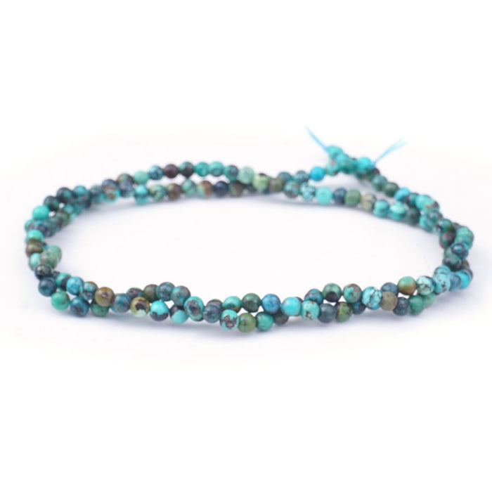 Dakota Stones Gemstone Beads, Hubei Turquoise Matrix A Grade, Round 3mm (15 Inch Strand)