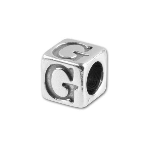 Alphabet Bead, Cube Letter "G" 5.6mm, Sterling Silver (1 Piece)