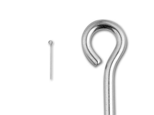 Open Eye Pins, 1 Inch Long and 20 Gauge Thick, Sterling Silver (10 Pieces)