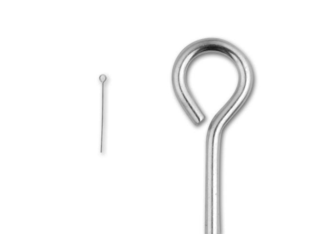 Open Eye Pins, 1 Inch Long and 24 Gauge Thick, Sterling Silver (10 Pieces)