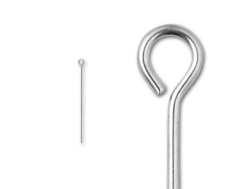 Open Eye Pins, 0.50 Inch Long and 24 Gauge Thick, Sterling Silver (10 Pieces)