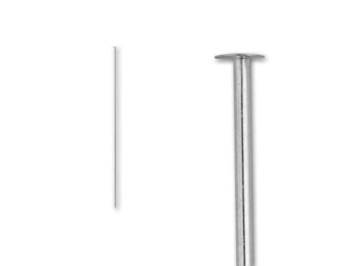 Head Pins, 2 Inches Long and 24 Gauge Thick, Sterling Silver (10 Pieces)