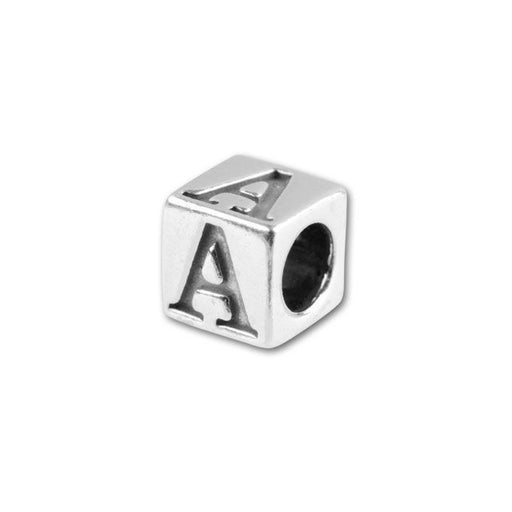 Alphabet Bead, Cube Letter "A" 4.5mm, Sterling Silver (1 Piece)