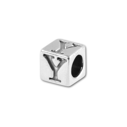 Alphabet Bead, Cube Letter "Y" 4.5mm, Sterling Silver (1 Piece)