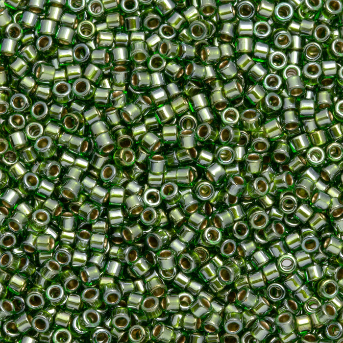 Toho Aiko Seed Beads, 11/0 #1007 'Gold-Lined Peridot' (4 Grams)