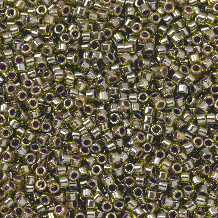 Toho Aiko Seed Beads, 11/0 #1044 'Oxblood-Lined Lt Peridot' (4 Grams)