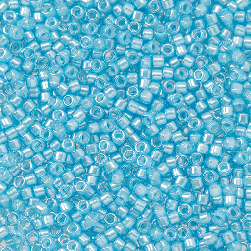 Toho Aiko Seed Beads, 11/0 #1053 'White-Lined Baby Blue' (4 Grams)