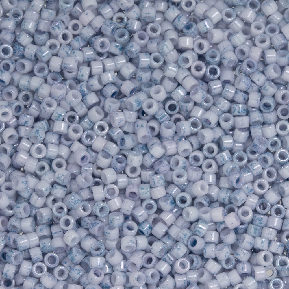 Toho Aiko Seed Beads, 11/0 #1205 'Marbled Blue-Tone White' (4 Grams)