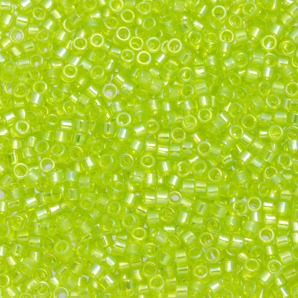 Toho Aiko Seed Beads, 11/0 #164 'Transparent Lime Green Rainbow' (4 Grams)