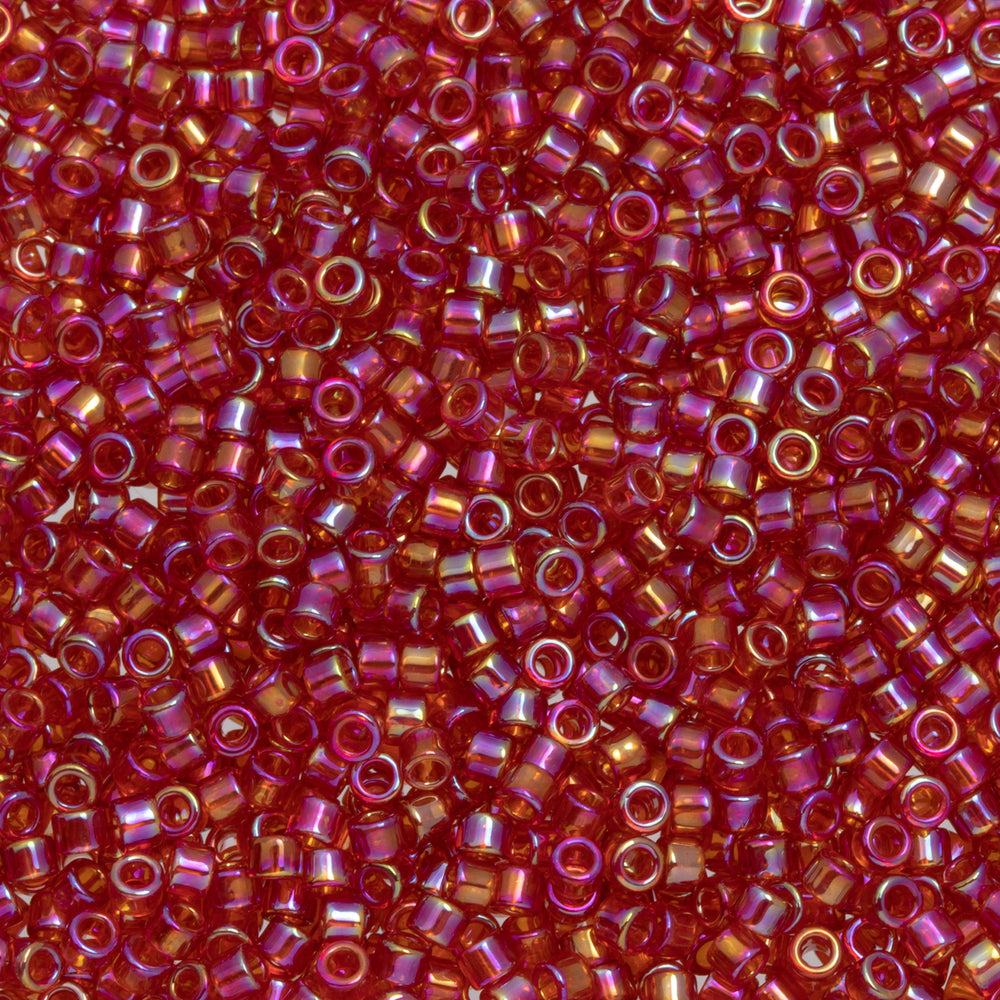 Toho Aiko Seed Beads, 11/0 #165B 'Transparent Siam Ruby Rainbow' (4 Grams)