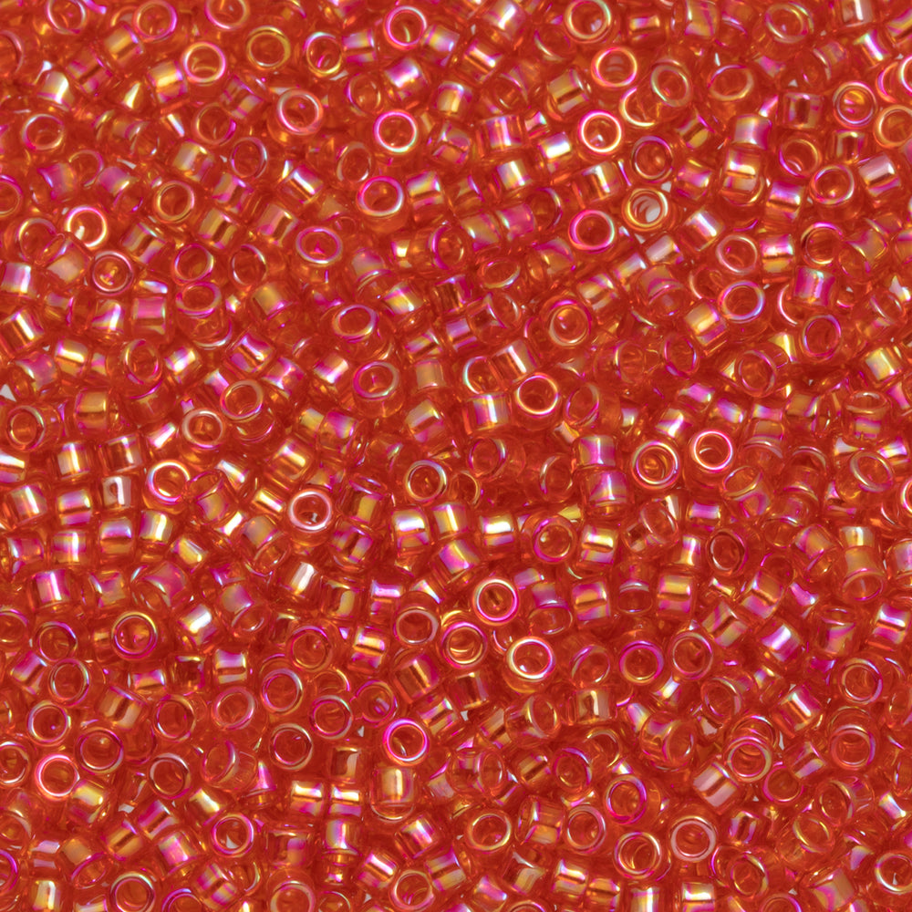 Toho Aiko Seed Beads, 11/0 #165 'Transparent Lt Siam Ruby Rainbow' (4 Grams)