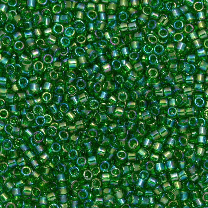 Toho Aiko Seed Beads, 11/0 #167B 'Transparent Grass Green Rainbow' (4 Grams)