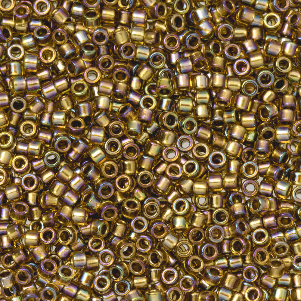 Toho Aiko Seed Beads, 11/0 #1802 'Gold-Lined Lt Topaz Rainbow' (4 Grams)