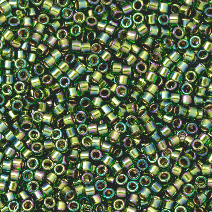 Toho Aiko Seed Beads, 11/0 #1805 'Gold-Lined Peridot Rainbow' (4 Grams)