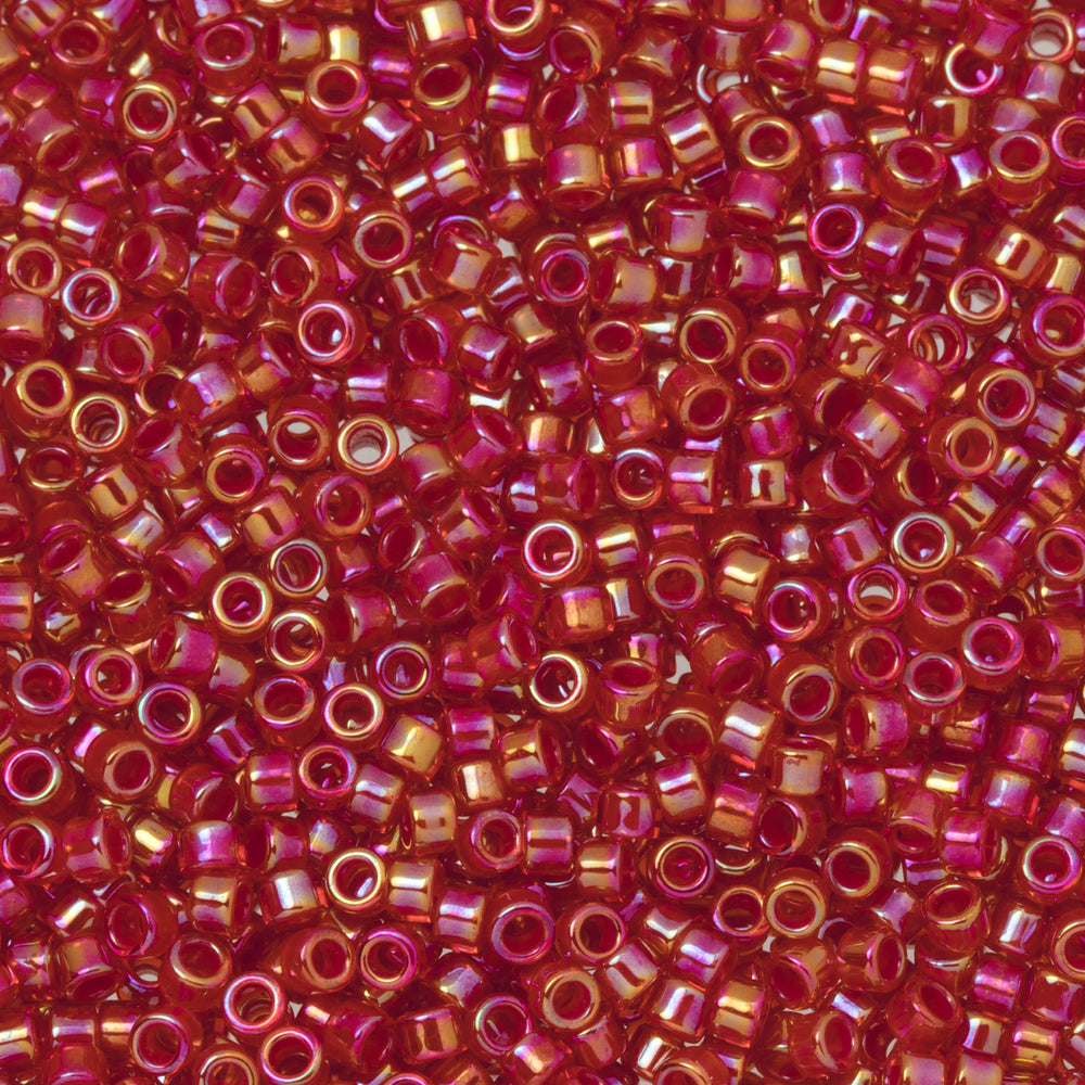 Toho Aiko Seed Beads, 11/0 #1822 'Siam-Lined Hyacinth Rainbow' (4 Grams)