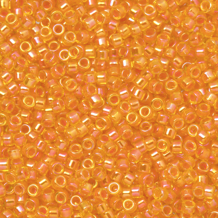 Toho Aiko Seed Beads, 11/0 #1827 'Orange-Lined Jonquil Rainbow' (4 Grams)