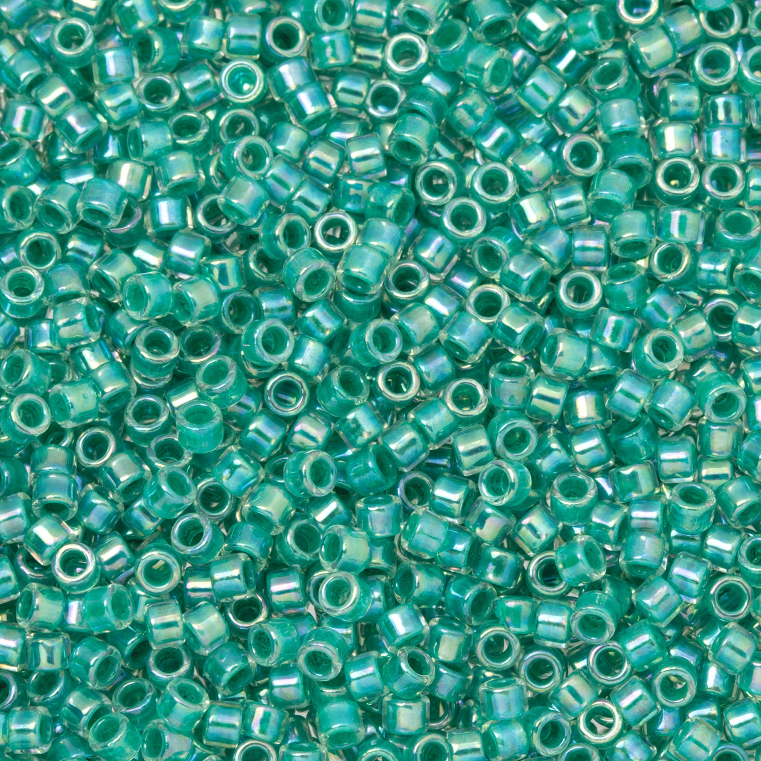 Toho Aiko Seed Beads, 11/0 #1832 'Mint Julep-Lined Crystal Rainbow