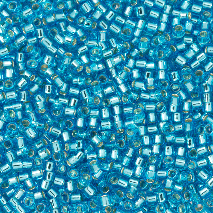 Toho Aiko Seed Beads, 11/0 #23B 'Transparent Silver-Lined Dark Aquamarine' (4 Grams)