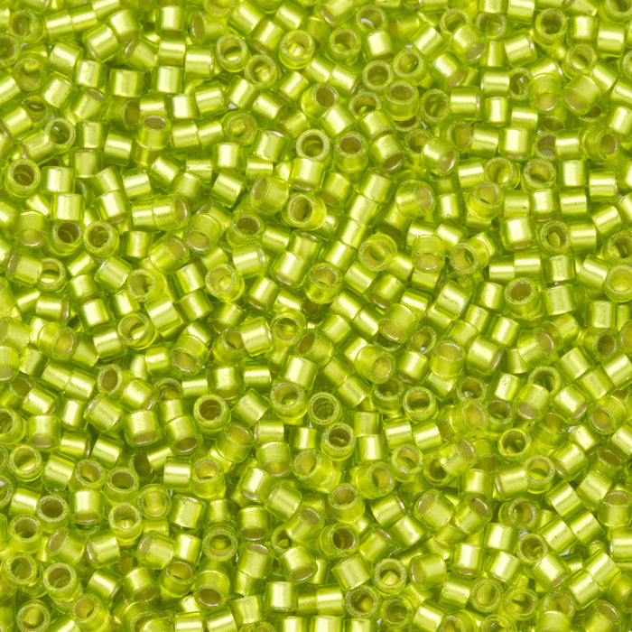 Toho Aiko Seed Beads, 11/0 #24F 'Matte Silver-Lined Lime Green' (4 Grams)