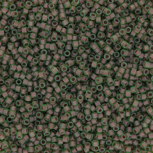 Toho Aiko Seed Beads, 11/0 #250FM 'Frosted Fuchsia-Lined Peridot' (4 Grams)