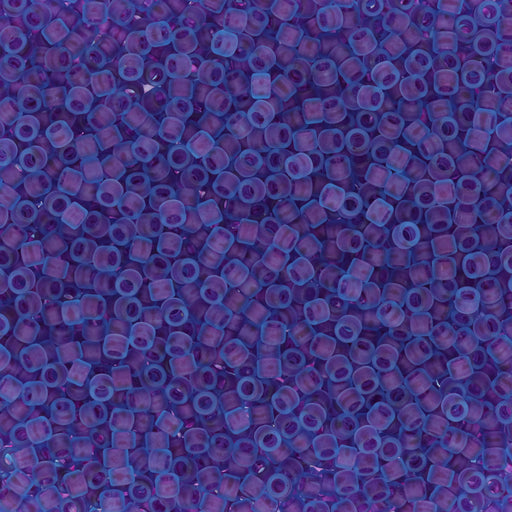 Toho Aiko Seed Beads, 11/0 #252FM 'Frosted Royal Purple-Lined Aqua' (4 Grams)