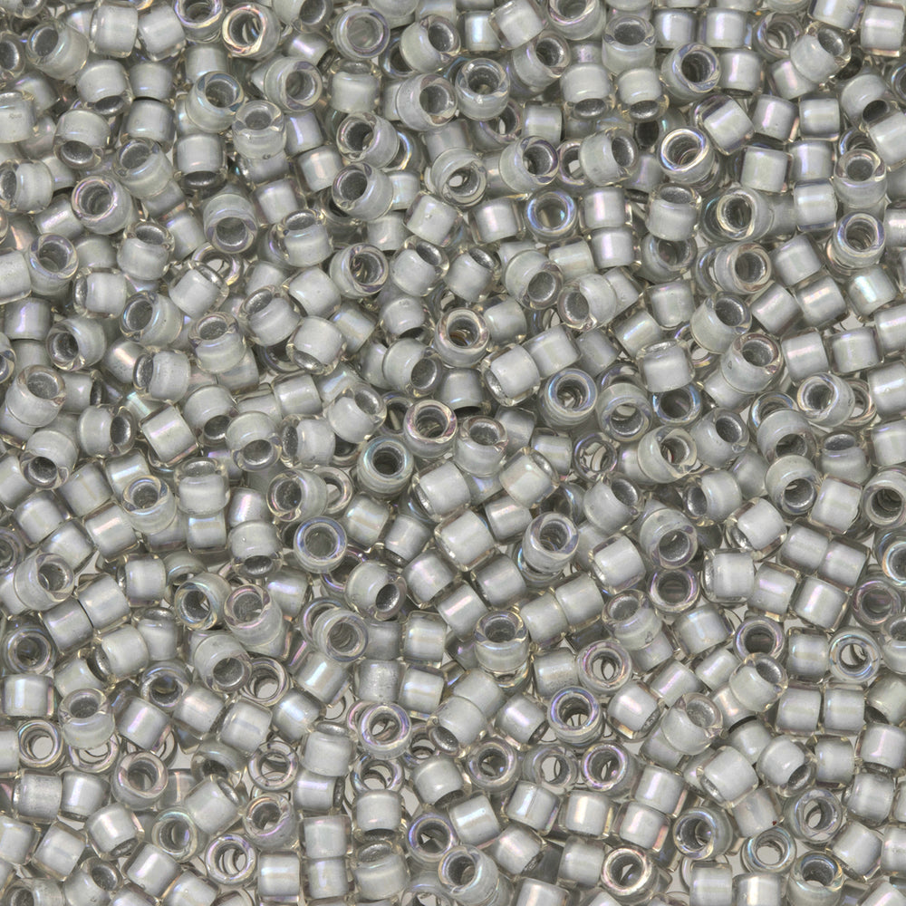 Toho Aiko Seed Beads, 11/0 #261 'Light Gray-Lined Crystal Luster Rainbow' (4 Grams)