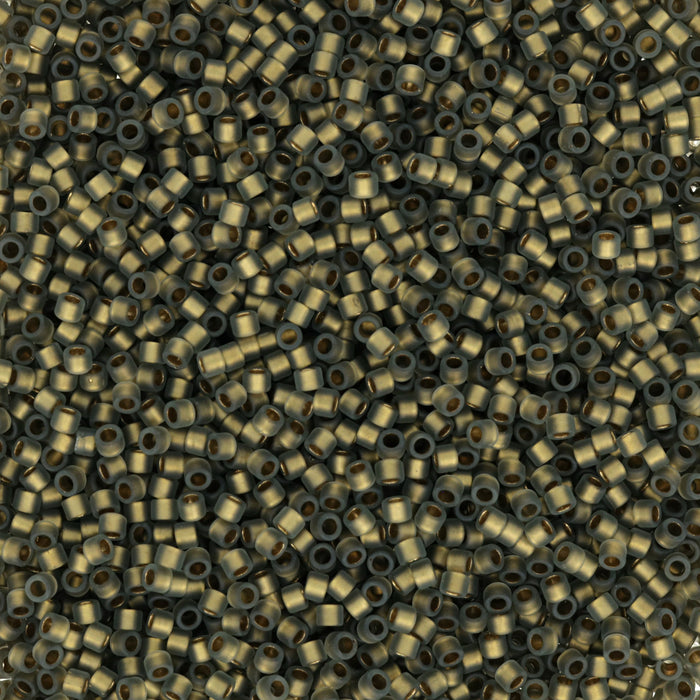 Toho Aiko Seed Beads, 11/0 #271FM 'Frosted Gold-Lined Black Diamond Luster' (4 Grams)