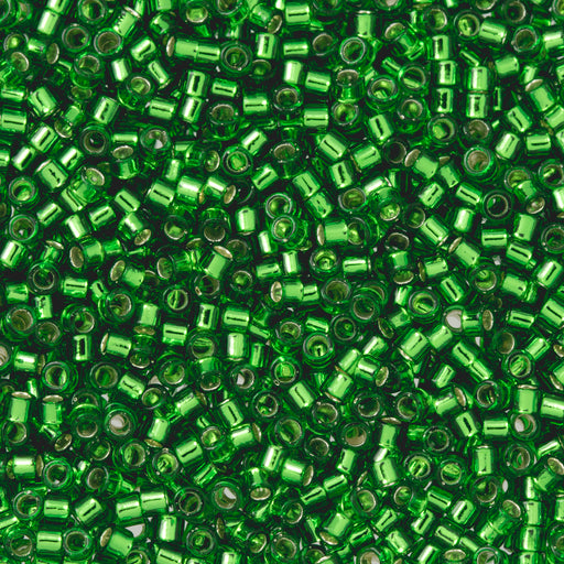 Toho Aiko Seed Beads, 11/0 #27B 'Transparent Silver-Lined Grass Green' (4 Grams)