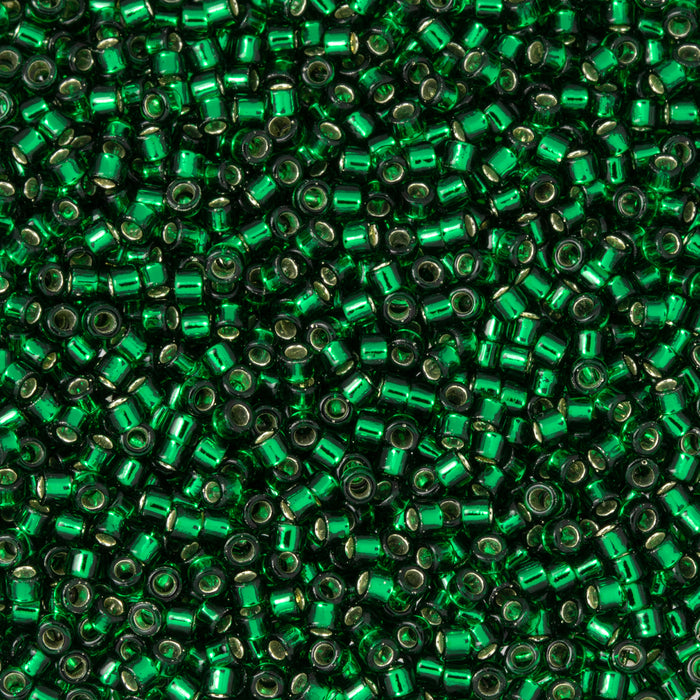 Toho Aiko Seed Beads, 11/0 #36 'Transparent Silver-Lined Green Emerald' (4 Grams)