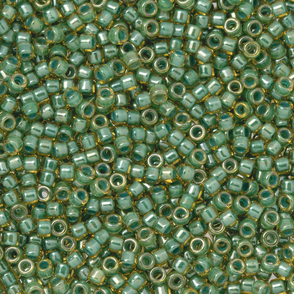 Toho Aiko Seed Beads, 11/0 #380 'Mint Julep-Lined Topaz' (4 Grams)