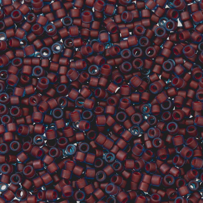 Toho Aiko Seed Beads, 11/0 #381FM 'Frosted Oxblood-Lined Aqua' (4 Grams)