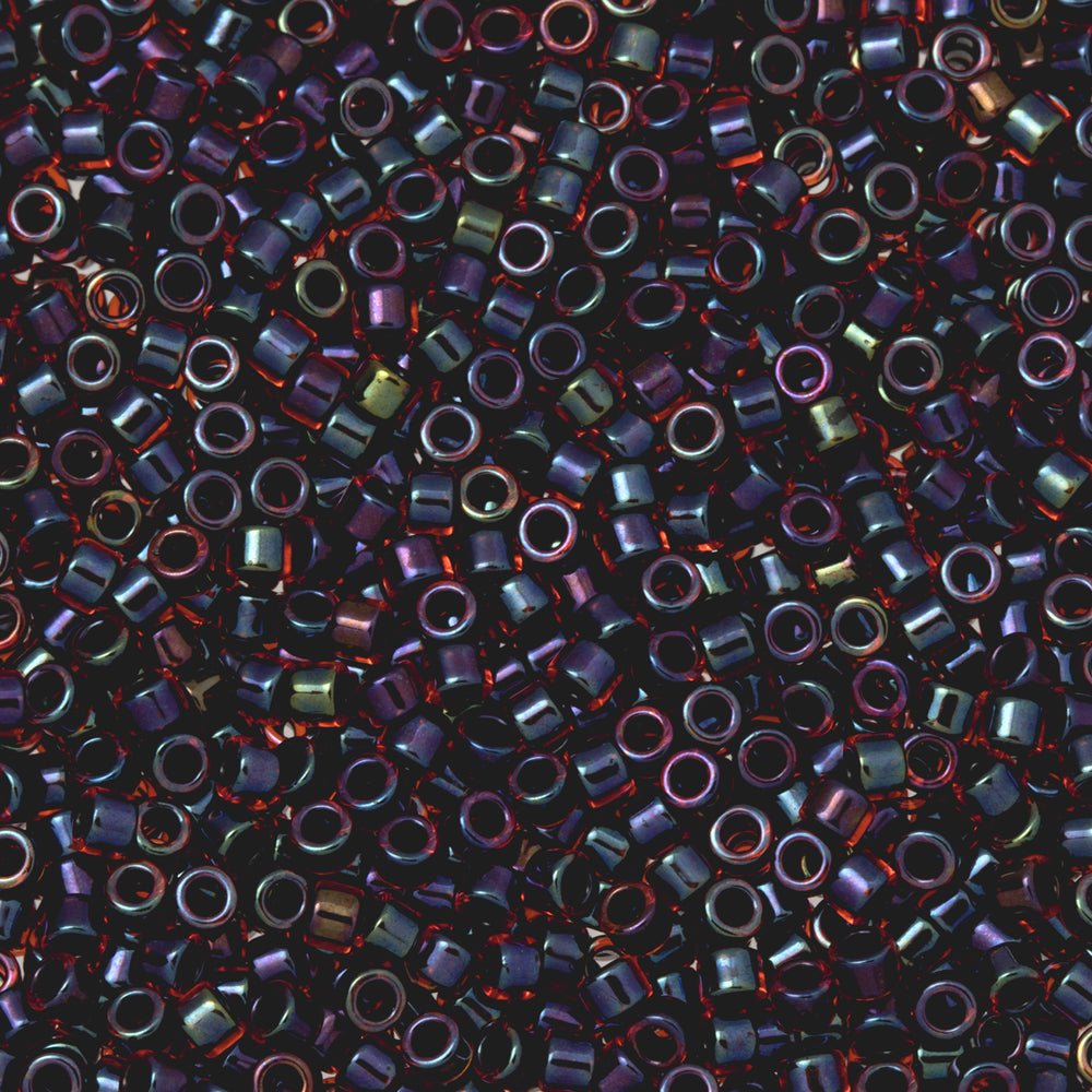 Toho Aiko Seed Beads, 11/0 #400 'Jet-Lined Siam Rainbow' (4 Grams)