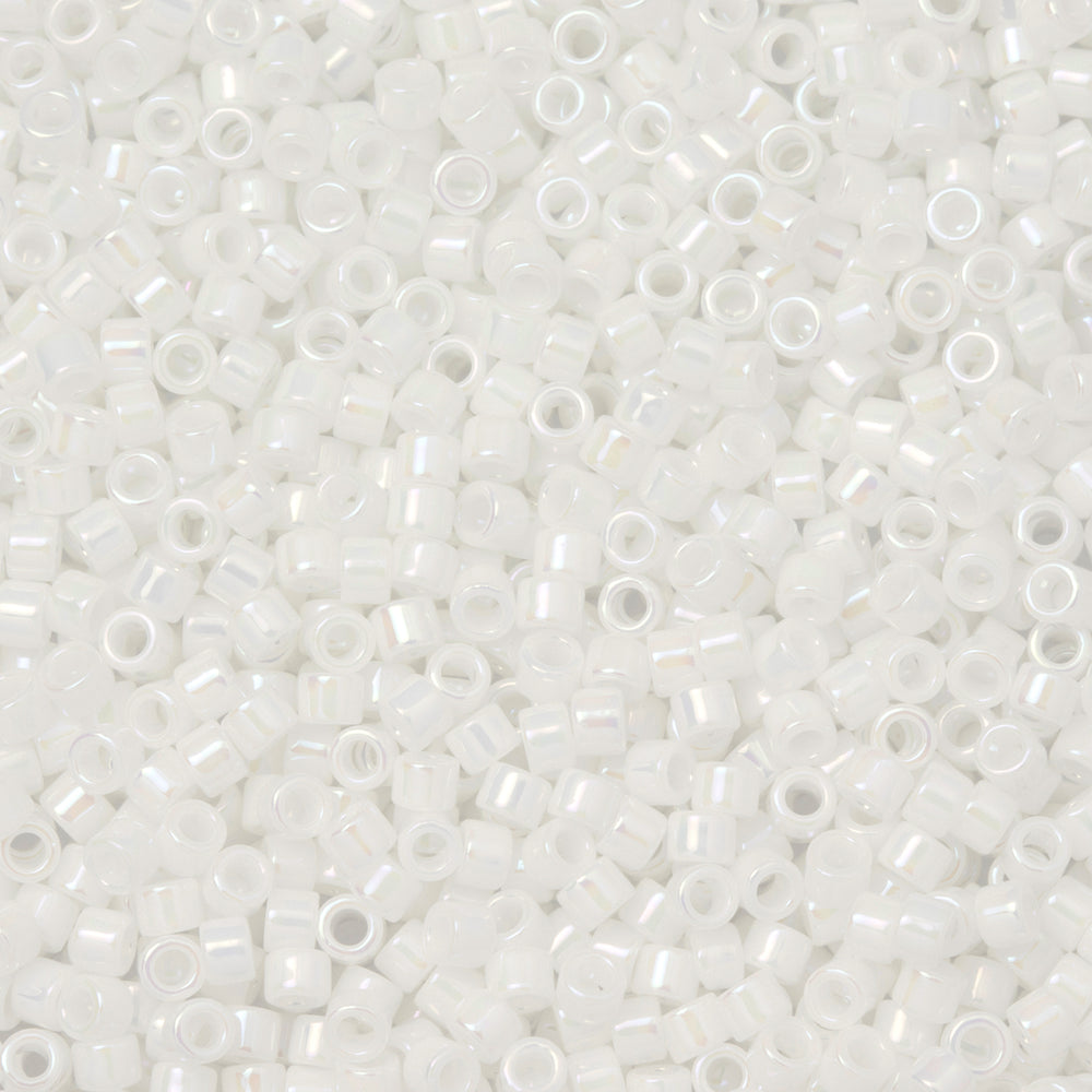 Toho Aiko Seed Beads, 11/0 #401 'Opaque White Rainbow' (4 Grams)