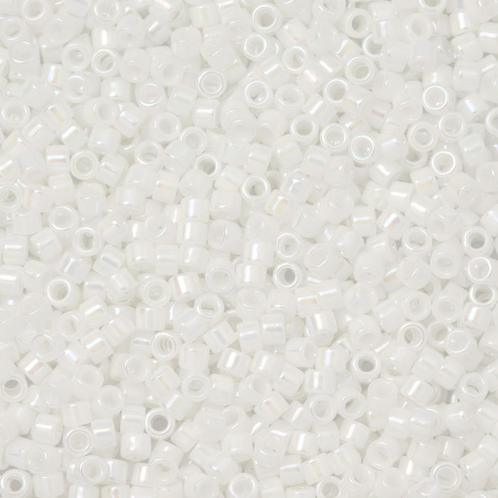 Toho Aiko Seed Beads, 11/0 #401 'Opaque White Rainbow' (4 Grams)