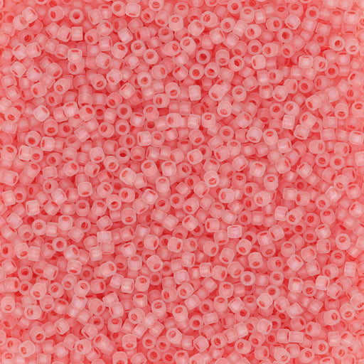Toho Aiko Seed Beads, 11/0 #779FM 'Frosted Salmon-Lined Crystal Rainbow' (4 Grams)