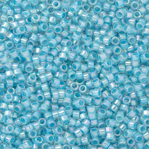 Toho Aiko Seed Beads, 11/0 #787 'Blue Turquoise-Lined Crystal Rainbow' (4 Grams)