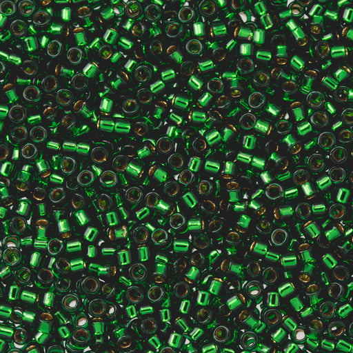 Toho Aiko Seed Beads, 11/0 #881 'Gold-Lined Emerald' (4 Grams)