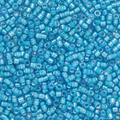 Toho Aiko Seed Beads, 11/0 #931 'White-Lined Aqua' (4 Grams)
