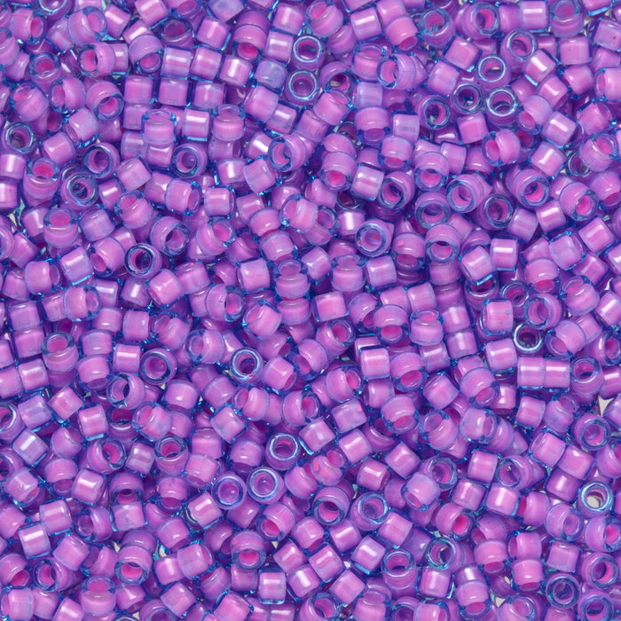 Toho Aiko Seed Beads, 11/0 #937 'Bubble Gum Pink-Lined Aqua' (4 Grams)