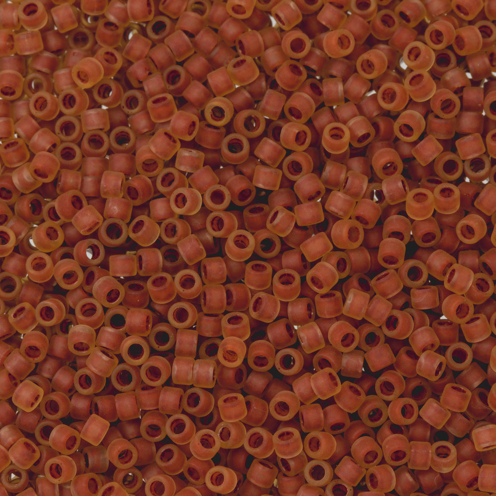 Toho Aiko Seed Beads, 11/0 #951FM 'Frosted Brick Red-Lined Jonquil' (4 Grams)