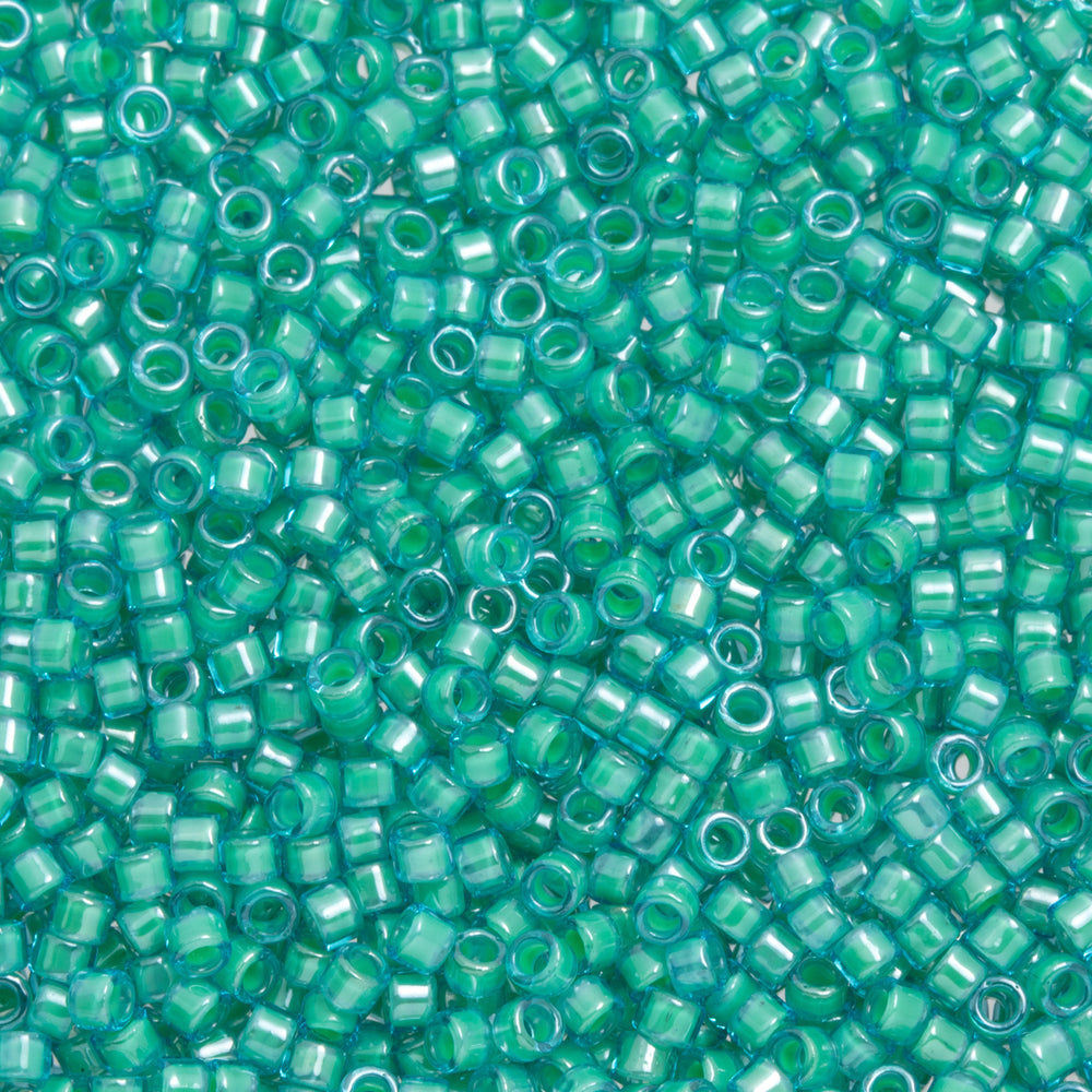 Toho Aiko Seed Beads, 11/0 #954 'Lt Jonquil-Lined Aqua' (4 Grams)