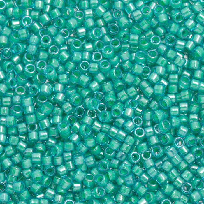 Toho Aiko Seed Beads, 11/0 #954 'Lt Jonquil-Lined Aqua' (4 Grams)