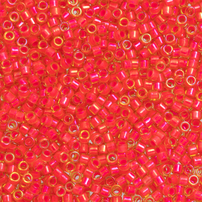 Toho Aiko Seed Beads, 11/0 #979 'Luminous Neon Pink-Lined Lt Topaz' (4 Grams)