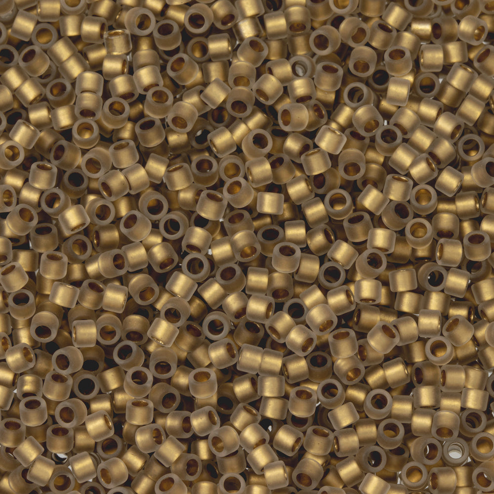 Toho Aiko Seed Beads, 11/0 #989FM 'Frosted Gold-Lined Crystal' (4 Grams)